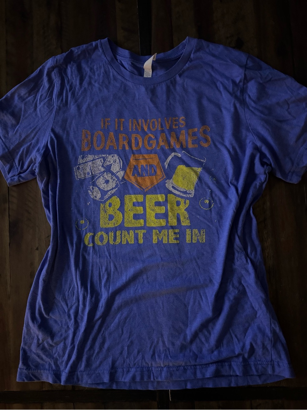 Gildan Royal Blue "If It Involves Boardgames and Beer" Graphic Tee